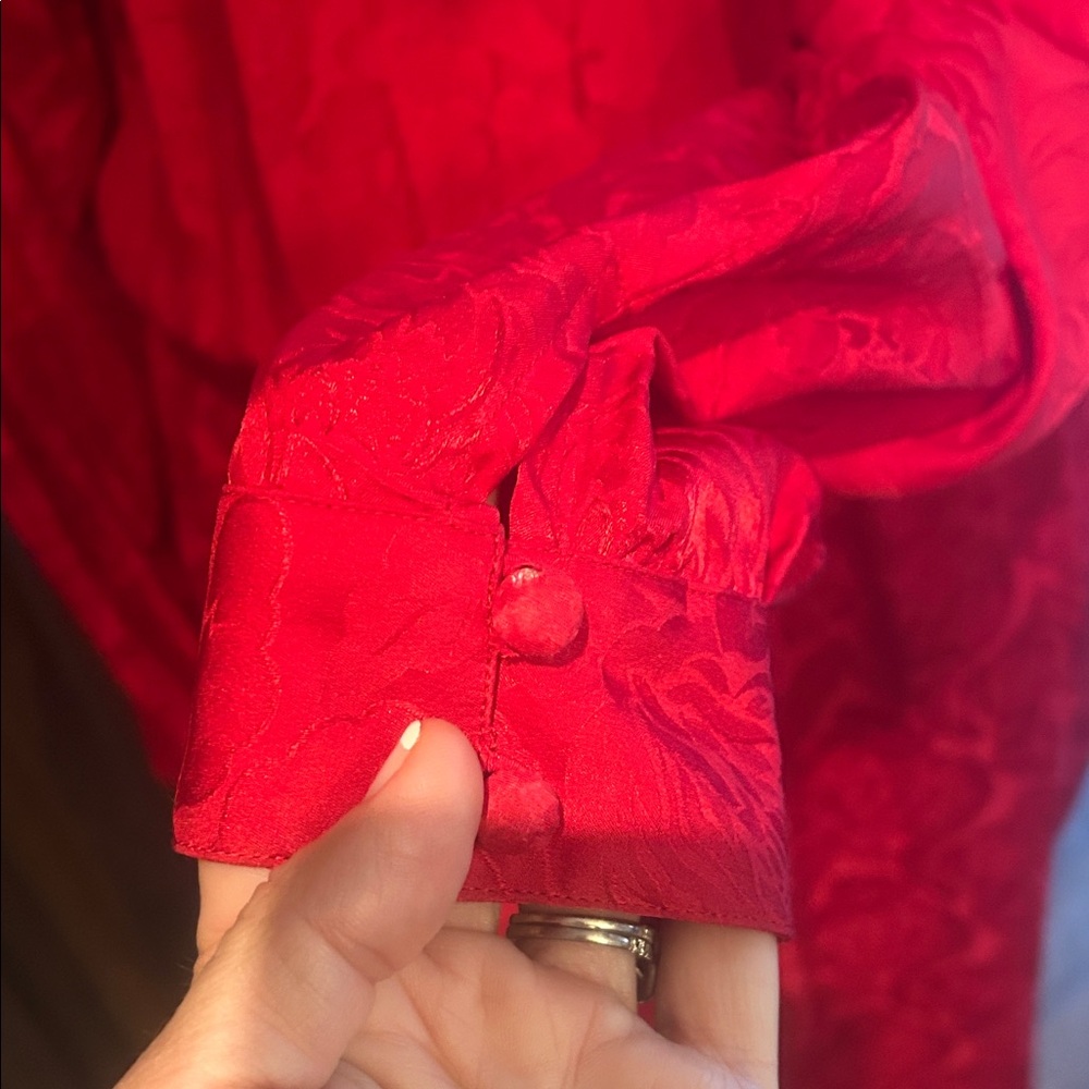 Vintage Silk Studio Sz 12 Elegant Red Long-Sleeve Dress GVC - Picture 4 of 6